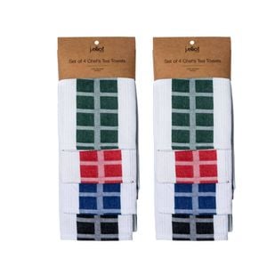 J.Elliot Set of 8 Chef's Waffle Cotton Kitchen Tea Towels 50 x 70 cm