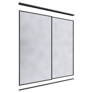 Lugna 2400 x 1801-2400mm Black Mirror Wardrobe Double Sliding Doors