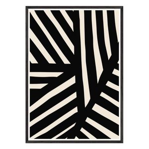 Galrie Striking Bold Black and White Abstract Art Print for Modern Decor, Black Frame, A4 21 x 30cm (8 x 12inch)