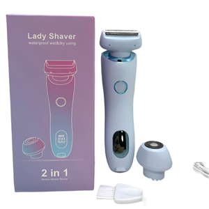NNEOBA 2-in-1 Electric Razor for Women Painless Bikini Trimmer Blue