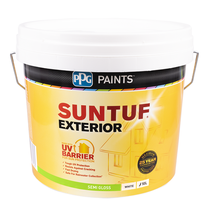 PPG Paints 10L Semi Gloss White SunTuf Exterior Paint