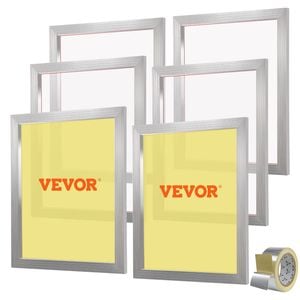 VEVOR Screen Printing Kit White 6 Pieces Aluminum Silk Frames with 305 Count Nylon Mesh
