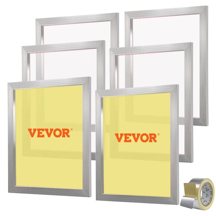 VEVOR Screen Printing Kit White 6 Pieces Aluminum Silk Frames with 305 Count Nylon Mesh
