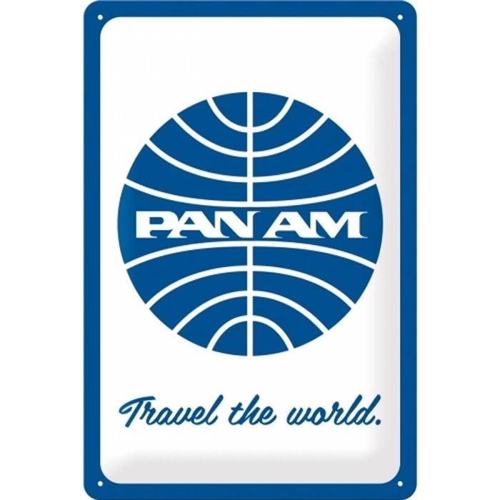 Nostalgic Art 20x30cm Metal Wall Hanging Sign Pan Am Travel The World Home Decor