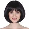 Bob Wig Costume Short Straight Fringe Cosplay Party Wos Hair Black