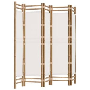 vidaXL Folding 5-Panel Room Divider 200 cm Bamboo and Canvas Privacy Screen