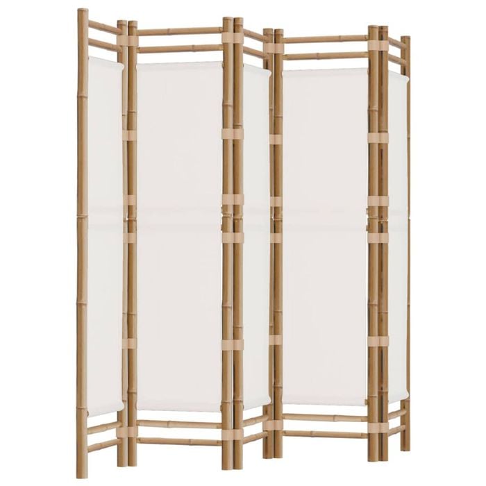 vidaXL Folding 5-Panel Room Divider 200 cm Bamboo and Canvas Privacy Screen
