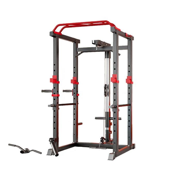 FITNESS MASTER 300KG Heavy-Duty Power Cage Squat Rack LAT Pulldown Low Row Dip Bars Landmine