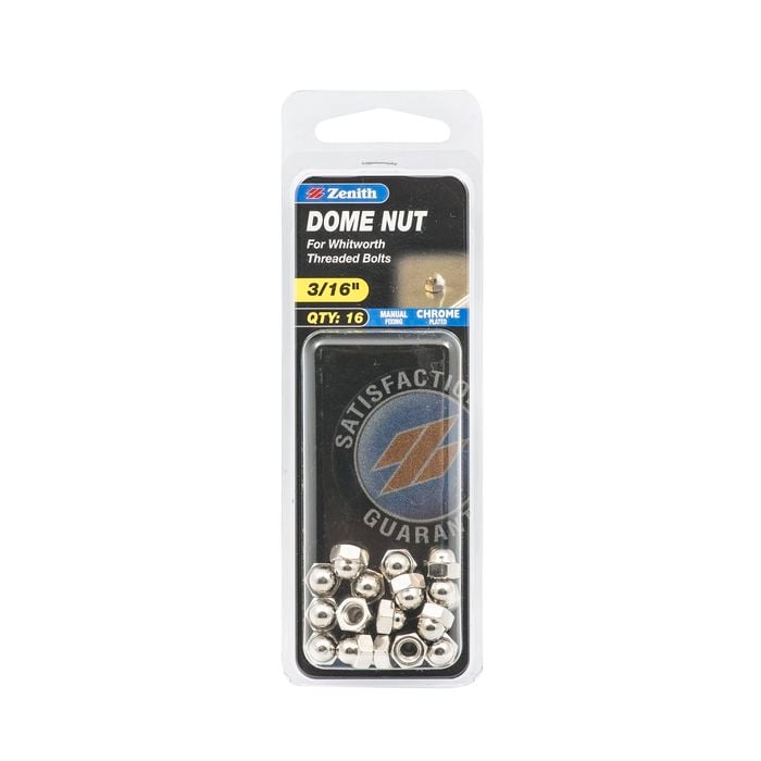 Zenith 3/16" Chrome Plated Dome Nut - 16 Pack