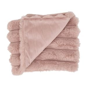 Annabel Trends Baby Blanket Throw Ribbed Faux Fur 100x80cm Dusty Pink