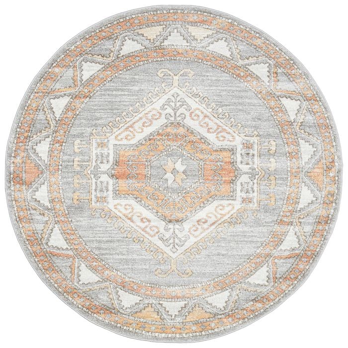 The Rug Connection Estate Caitlen Silver 150x150cm - Small Round Transitional Pet Friendly Indoor Rug