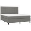 vidaXL Box Spring Bed with Mattress and LED Dark Grey Bed Base Queen Size Fabric