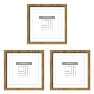 3PK Frankie & Me Window Wooden Multi-Mat Square Photo Frame Decor 32.5cm Oak