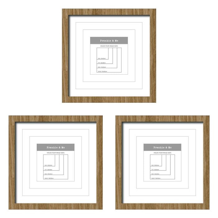 3PK Frankie & Me Window Wooden Multi-Mat Square Photo Frame Decor 32.5cm Oak