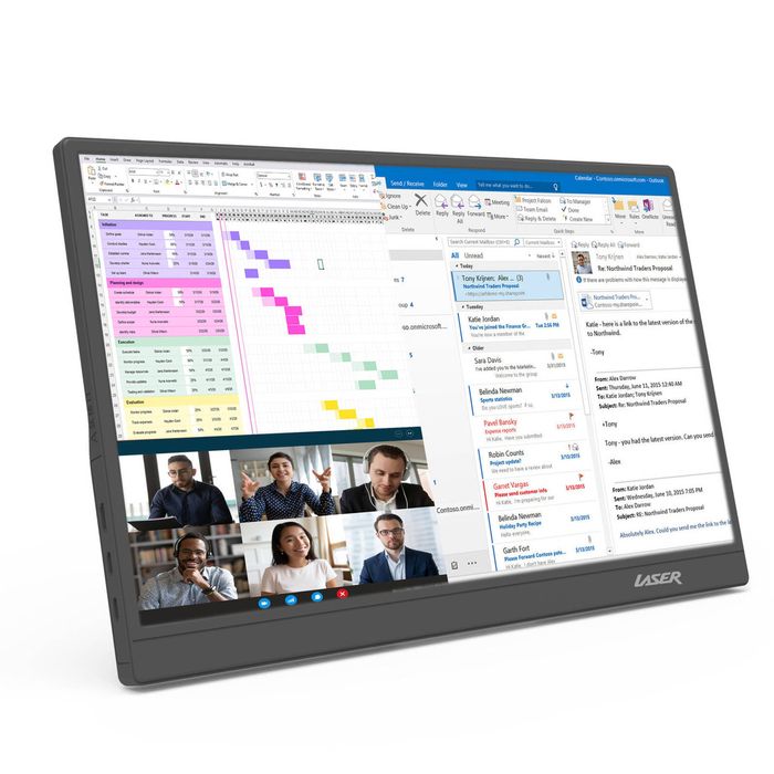 Laser 15.6 Inch Portable Monitor with USB-C and HDMI (Black)
