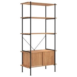 vidaXL 5-Tier Shelving Unit with Cabinet Steel and Engineered Wood Bookcase