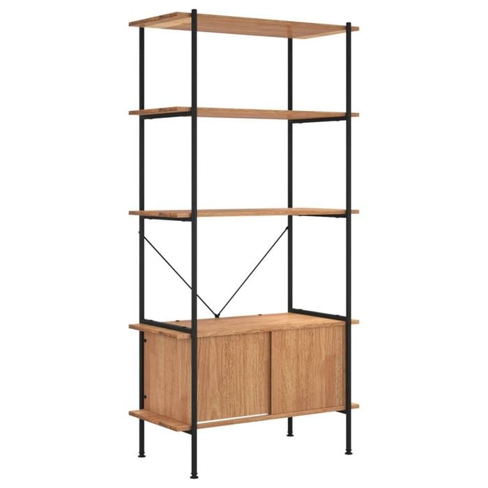 vidaXL 5-Tier Shelving Unit with Cabinet Steel and Engineered Wood Bookcase