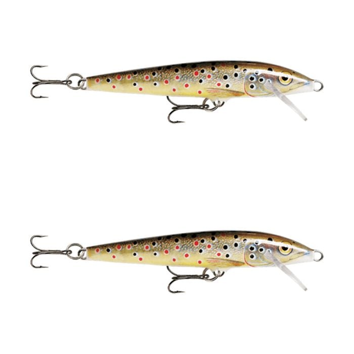 2x Rapala 13cm Original Floating Minnow Hard Body Fishing Lures - Brown Trout
