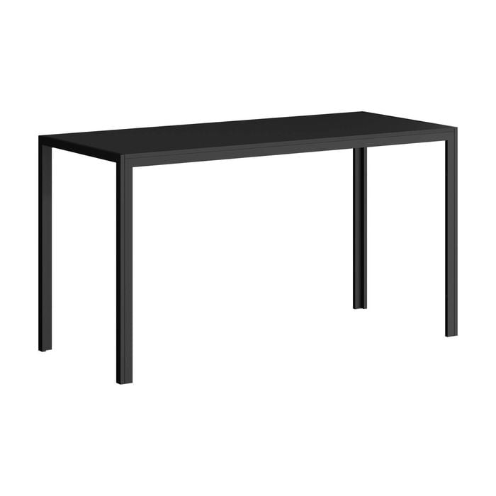 Oikiture 140cm Dining Kitchen Table With Metal Leg Black