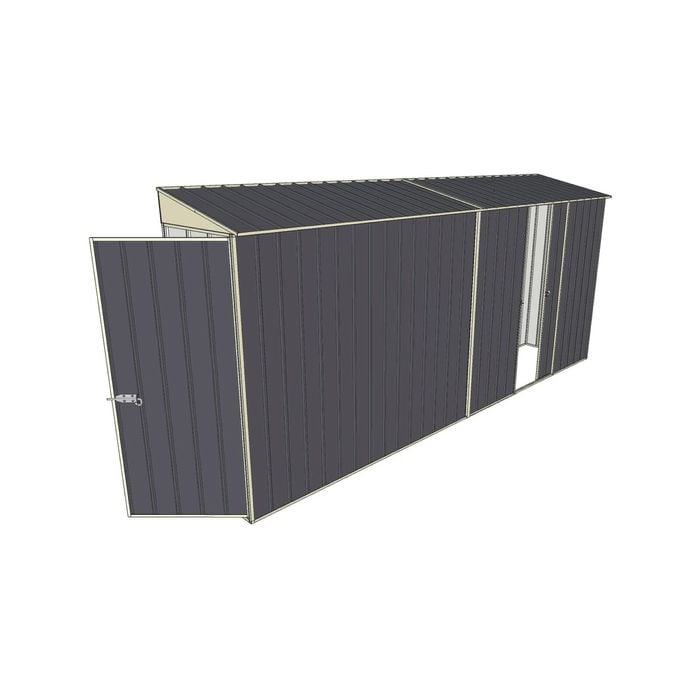 Build-a-Shed 0.8 x 4.5 x 2m Hinged Door Tunnel Shed with Single Sliding Side Door - Grey