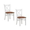 Lupin Dining Chair Set of 2 Crossback Solid Rubber Wood Furniture - White Oak
