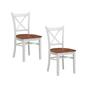 Lupin Dining Chair Set of 2 Crossback Solid Rubber Wood Furniture - White Oak