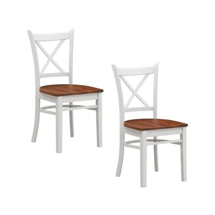 Lupin Dining Chair Set of 2 Crossback Solid Rubber Wood Furniture - White Oak