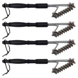4PK Urban Kitchen BBQ Grill Brush Stainless Steel Leather Strip 39x4x4cm