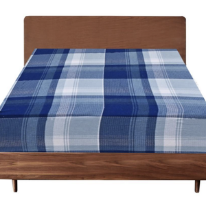 Queen Luxury 100% Cotton Flannelette Fitted Bed Sheet Flannel - Blue Check Print