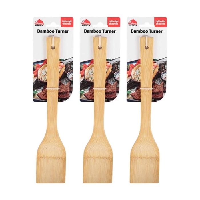 3PK Culinary Kitchen Bamboo Turner W/ Hanging Hole Cooking Utensil 30cm