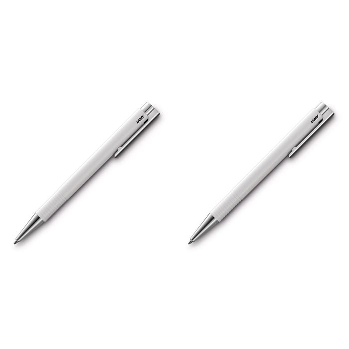 2x Lamy Logo M+ Medium 1mm Tip Sprung Stainless Steel Clip/push Ballpoint Pen Wh