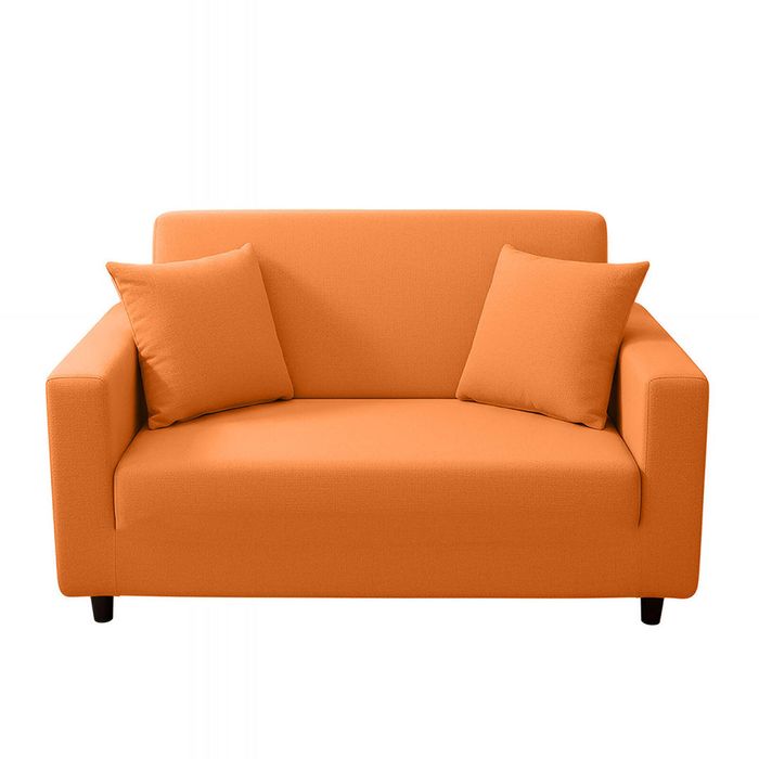 Anyseat 2 Seater Sofa Cover Plain Orange Style And Protection For Living Room Sofa Chair Elastic Stretchable Slipcover