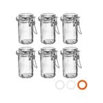 Argon Tableware Glass Storage Jars with Airtight Clip Lid - 70ml Set - Pack of 6