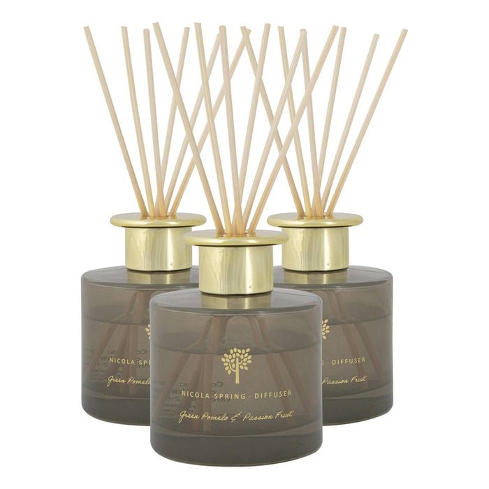 3x Reed Diffusers - 200ml - Green Pomelo & Passion Fruit - Fruity Fresh Fragrance with 6 Reeds Each Long Lasting
