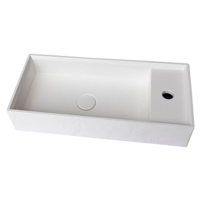 New Form Concreting Bluff Rectangle Concrete Wall Mount/Counter-Top Basin in Crisp White
