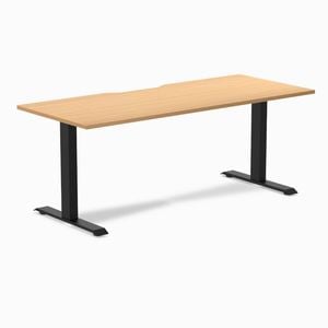 Desky Fixed Height Select Beach Scalloped Melamine Desk 180x75cm Matte Black Leg