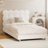 Oikiture Bed Frame King Single Tufted Bedhead Boucle Fabric White