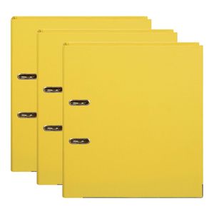 3x Marbig Pe Lever Arch File Folder A4 Document Filing Organiser Holder Lemon