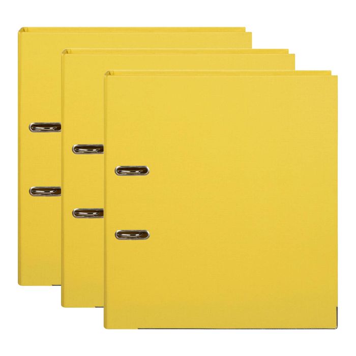 3x Marbig Pe Lever Arch File Folder A4 Document Filing Organiser Holder Lemon