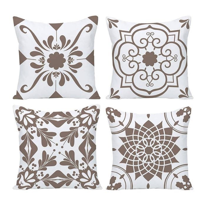 Catzon 4 Pcs Modern Throw Pillow Covers Geometric Flower Pattern for Couch