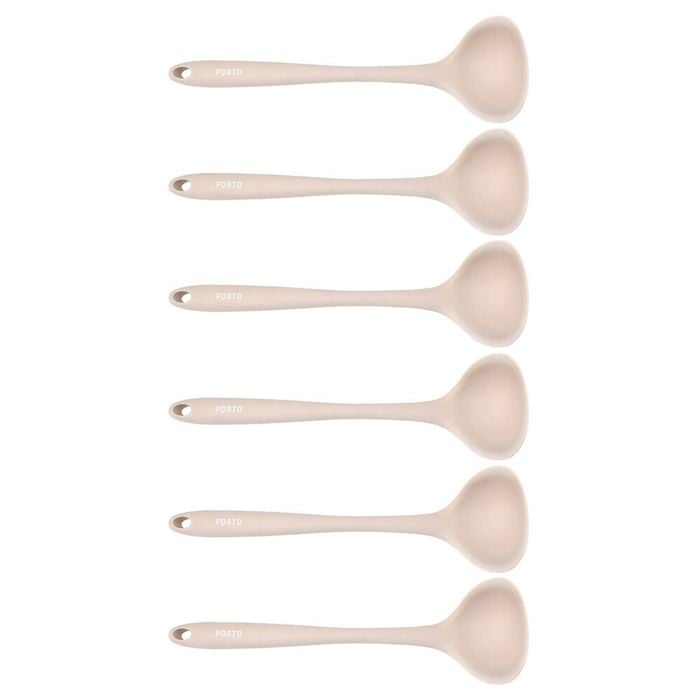 6PK Porto Zest Silicone 27cm Soup Ladle Kitchen Utensil - Almond