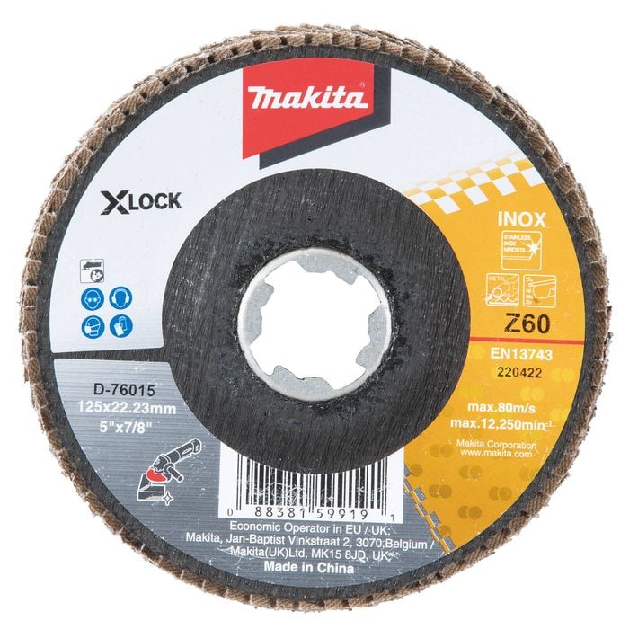 Makita X-LOCK 125mm Flap Disc Zirconia Angled 60G