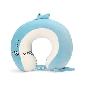Catzon Cute Cartoon U-Shaped Memory Foam Neck Pillow Travel Essentials-Shark