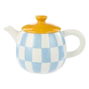 Emporium Check Teapot - Blue/yellow