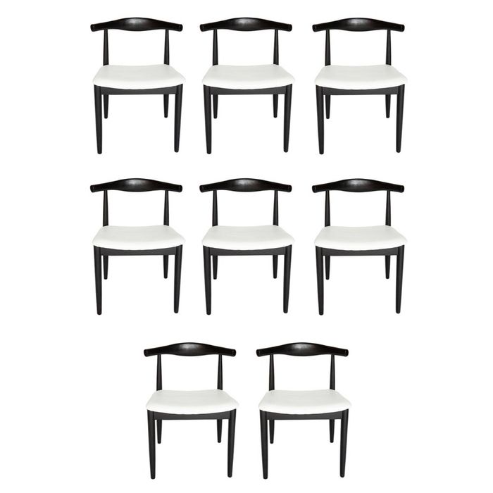 SK Designer Living | Pack of 8 | Replica Hans Wegner Elbow Chair CH20 - Black & White