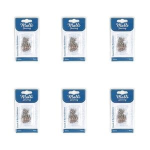 6pk Malli Sewing 8-sets Metal Hook & Bar Garment/clothing Fasteners 19mm Silver