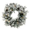 Christabelle 61cm Snowy Christmas Wreath with LED Lights Dorchester Pine Cones Front Door Decoration Ornament