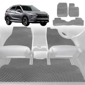 6D Diamond Car Floor Mats for Mitsubishi Eclipse Cross 2017-Current-Full Set-Grey-Outback GT