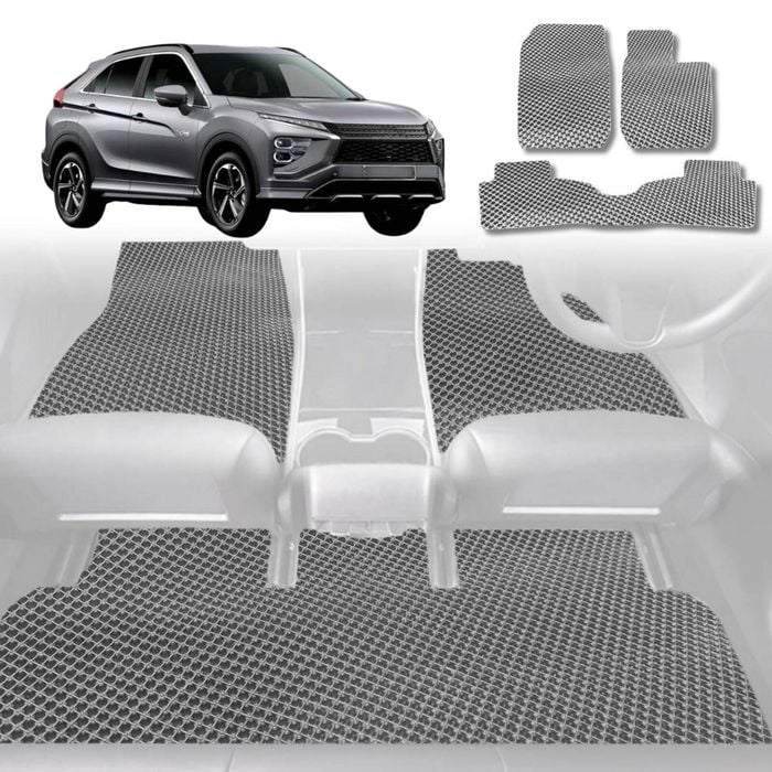 6D Diamond Car Floor Mats for Mitsubishi Eclipse Cross 2017-Current-Full Set-Grey-Outback GT