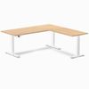 Desky Eco L-Shape Melamine Sit Stand Desk White Frame 180x175cm